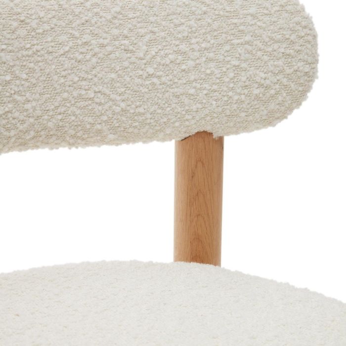Silla Borreguito Blanco Madera Roble Natural, 51 Cm