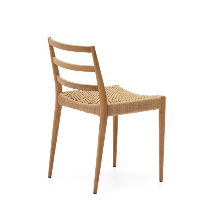 Silla Asiento Cuerda Madera Roble Natural, 47 Cm