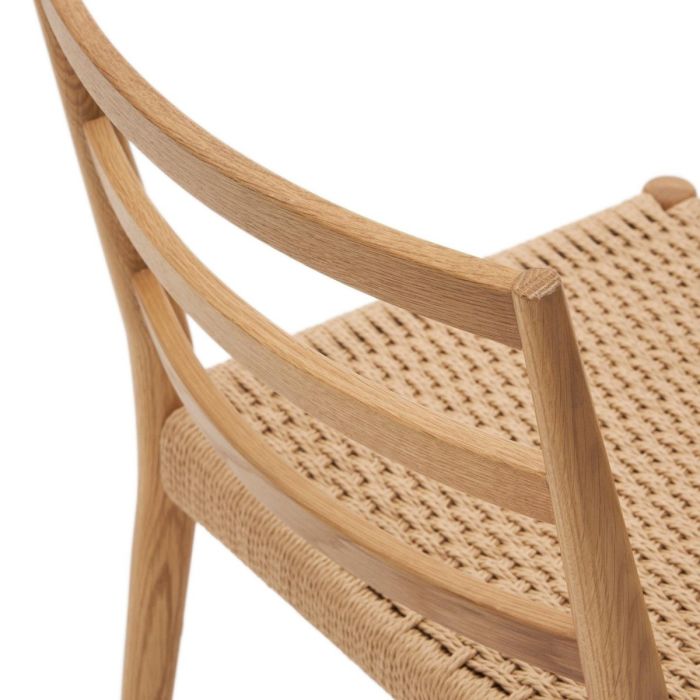 Silla Asiento Cuerda Madera Roble Natural, 47 Cm