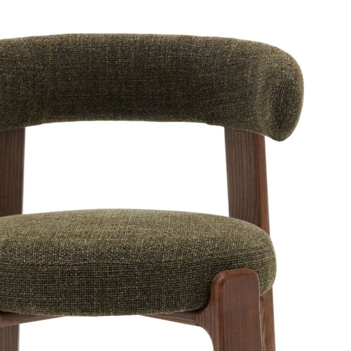 Silla Chenilla Verde Madera Fresno Acabado Nogal, 57 Cm