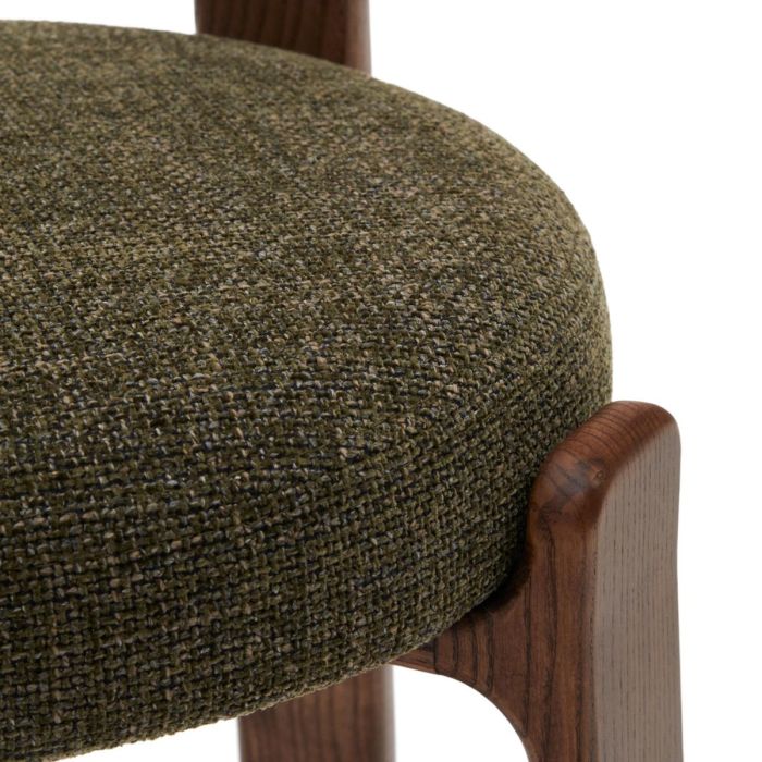 Silla Chenilla Verde Madera Fresno Acabado Nogal, 57 Cm
