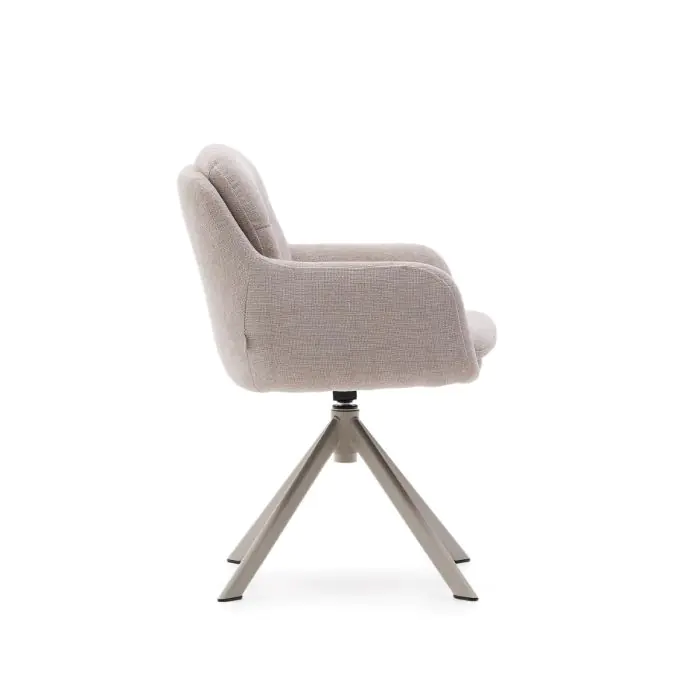 Silla Giratoria Chenilla Beige Acero, 59 Cm
