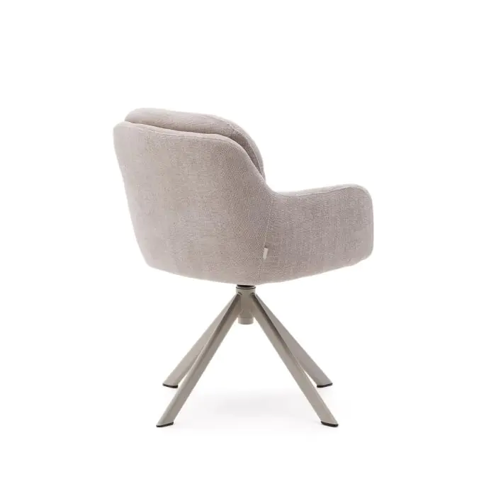 Silla Giratoria Chenilla Beige Acero, 59 Cm