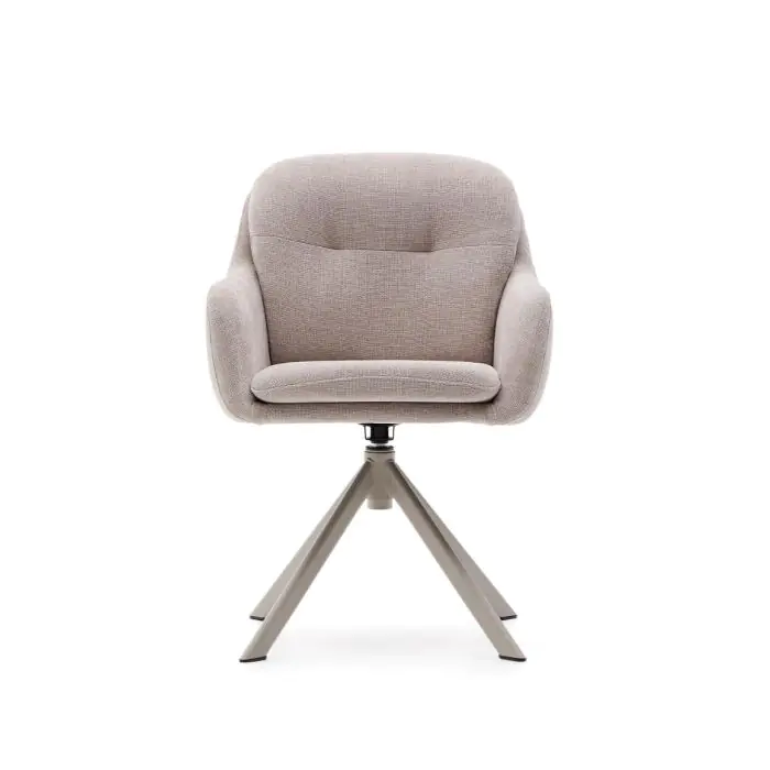 Silla Giratoria Chenilla Beige Acero, 59 Cm