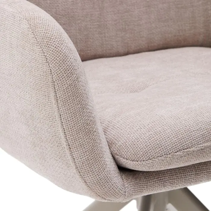 Silla Giratoria Chenilla Beige Acero, 59 Cm