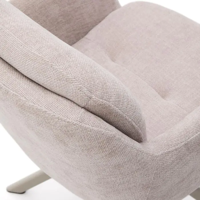 Silla Giratoria Chenilla Beige Acero, 59 Cm