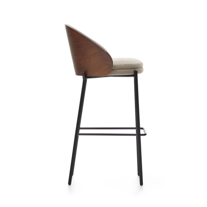 Taburete Chenilla Gris Chapa Fresno Wengué Metal, 54 Cm
