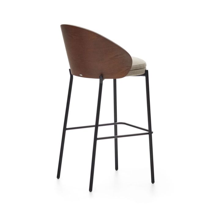 Taburete Chenilla Gris Chapa Fresno Wengué Metal, 54 Cm