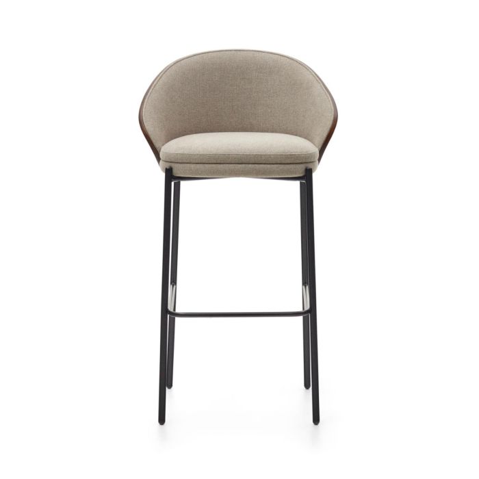 Taburete Chenilla Gris Chapa Fresno Wengué Metal, 54 Cm