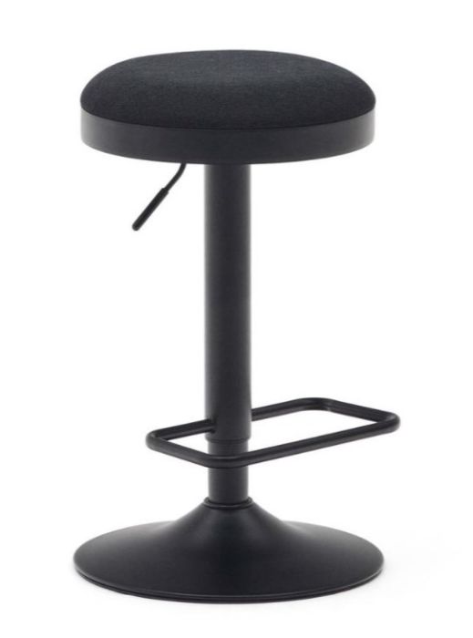 Taburete Alto Zaib Chenilla Negro Acero Negro Mate, 46 Cm