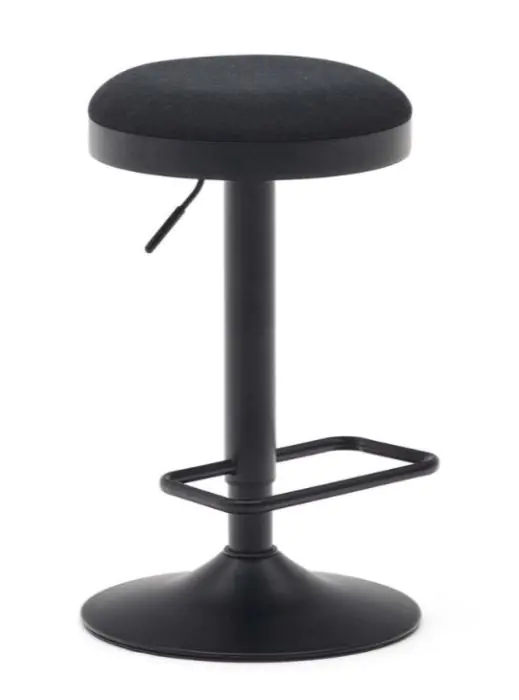 Taburete Alto Zaib Chenilla Negro Acero Negro Mate, 46 Cm