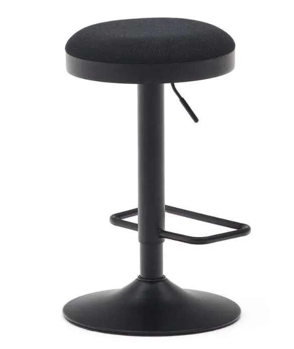 Taburete Chenilla Negro Acero Negro Mate, 42'5 Cm