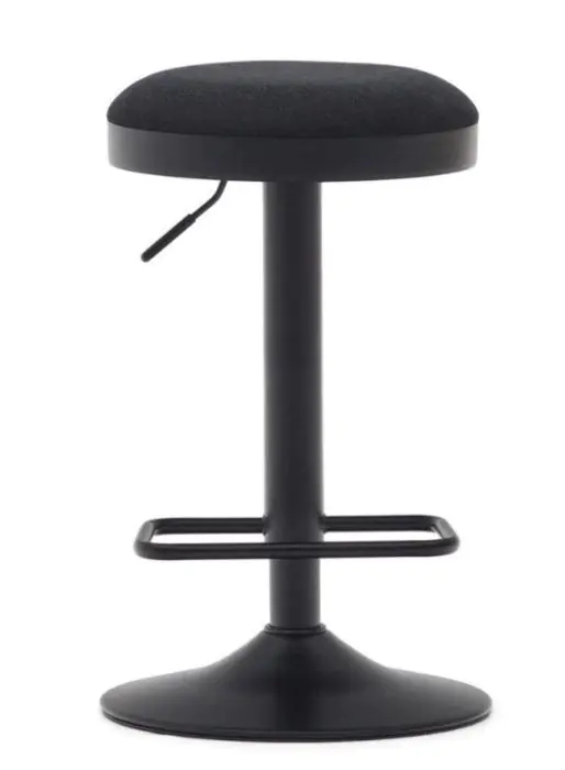 Taburete Chenilla Negro Acero Negro Mate, 42'5 Cm