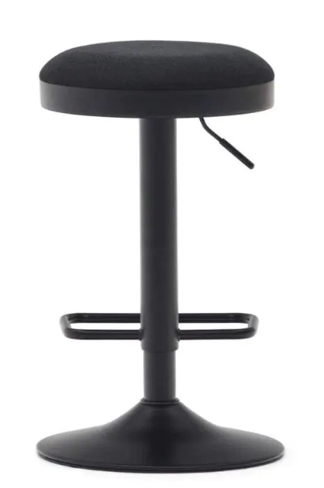 Taburete Chenilla Negro Acero Negro Mate, 42'5 Cm