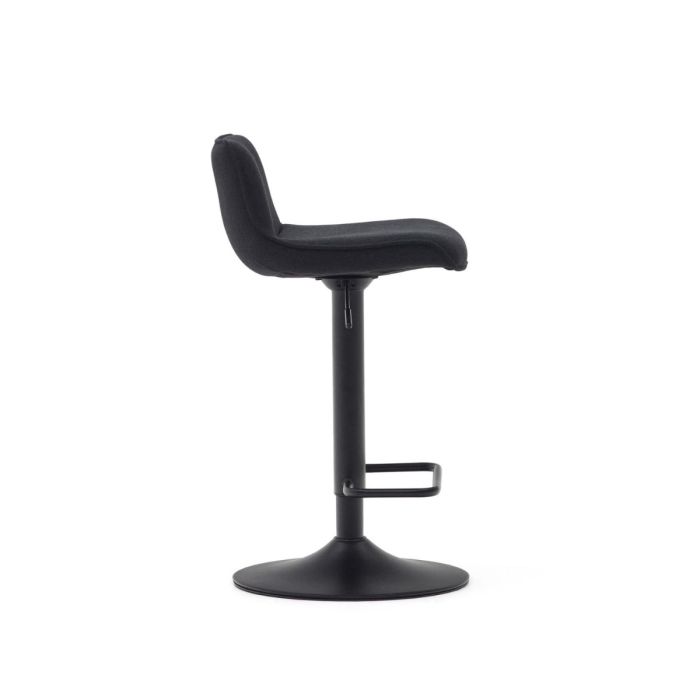 Taburete Chenilla Negro Base Acero Negro Mate, 44'5 Cm