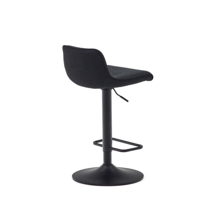 Taburete Chenilla Negro Base Acero Negro Mate, 44'5 Cm