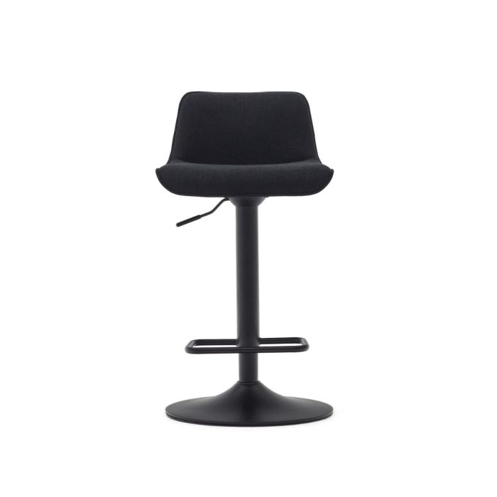 Taburete Chenilla Negro Base Acero Negro Mate, 44'5 Cm