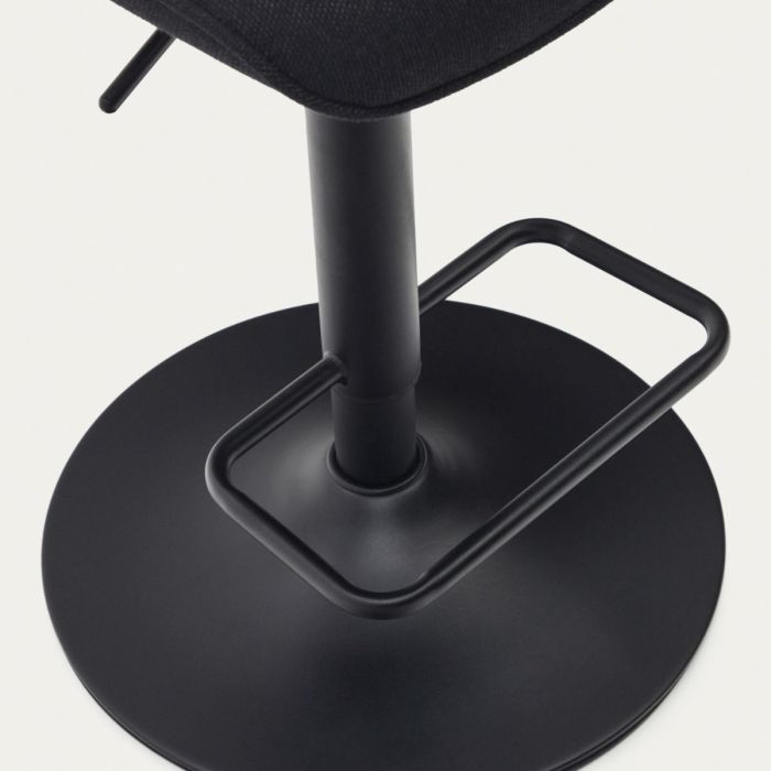 Taburete Chenilla Negro Base Acero Negro Mate, 44'5 Cm