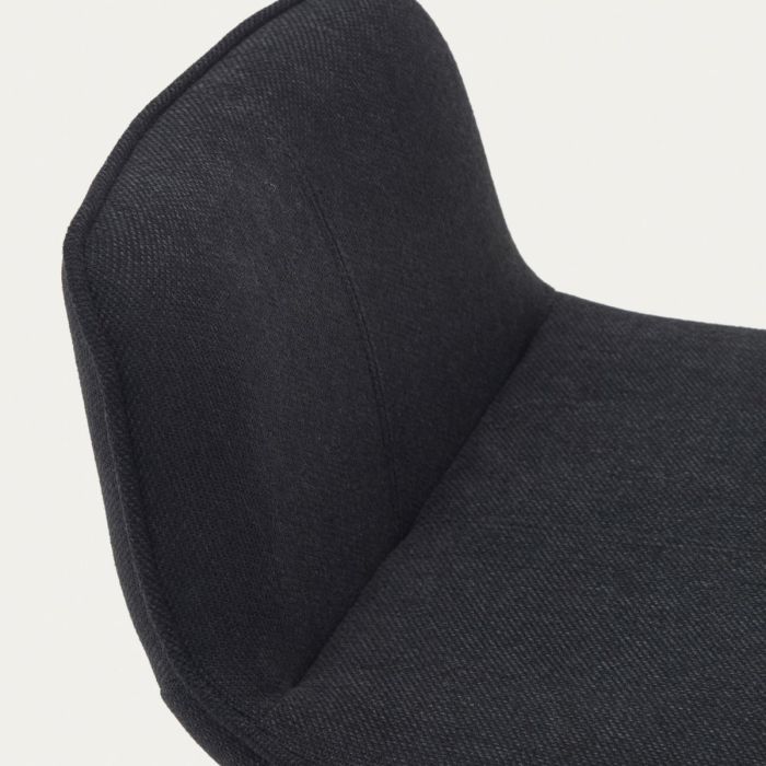 Taburete Chenilla Negro Base Acero Negro Mate, 44'5 Cm