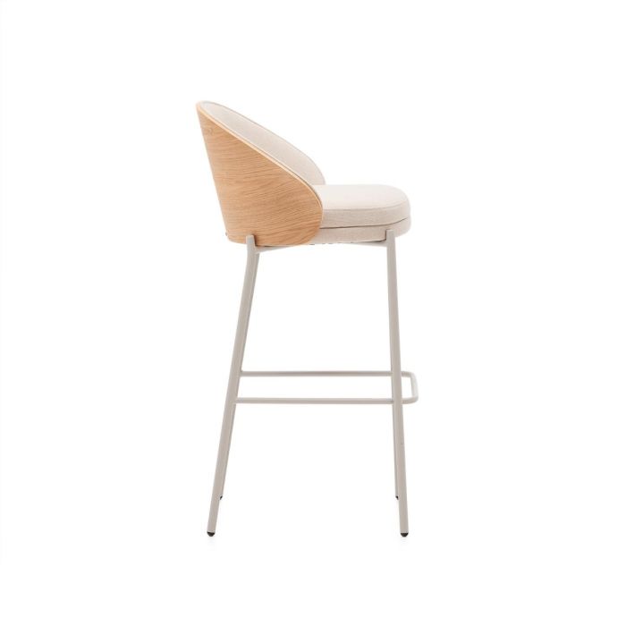 Taburete Chenilla Beige Chapa Fresno Natural Metal, 54 Cm