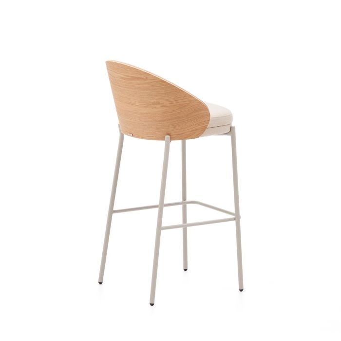 Taburete Chenilla Beige Chapa Fresno Natural Metal, 54 Cm