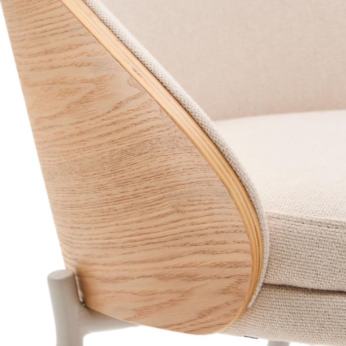 Taburete Chenilla Beige Chapa Fresno Natural Metal, 54 Cm