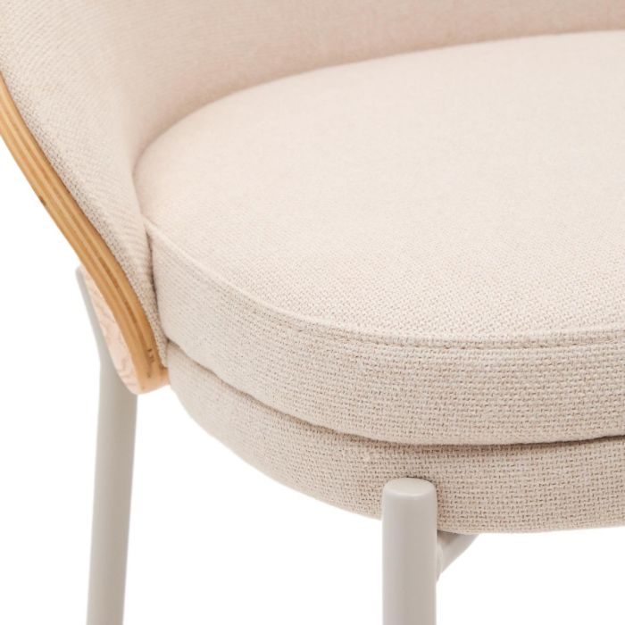 Taburete Chenilla Beige Chapa Fresno Natural Metal, 54 Cm
