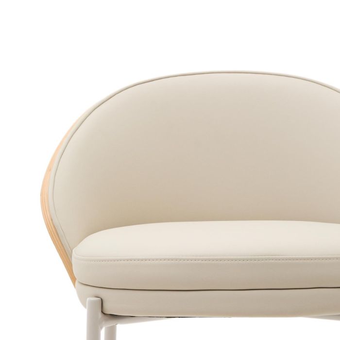 Taburete Piel Sintética Beige Chapa Fresno Natural Metal, 54 Cm