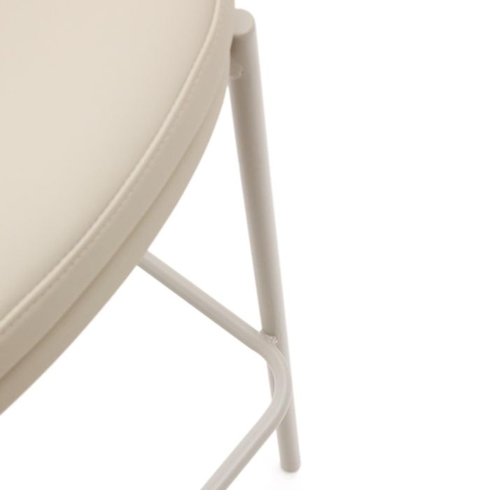 Taburete Piel Sintética Beige Chapa Fresno Natural Metal, 54 Cm
