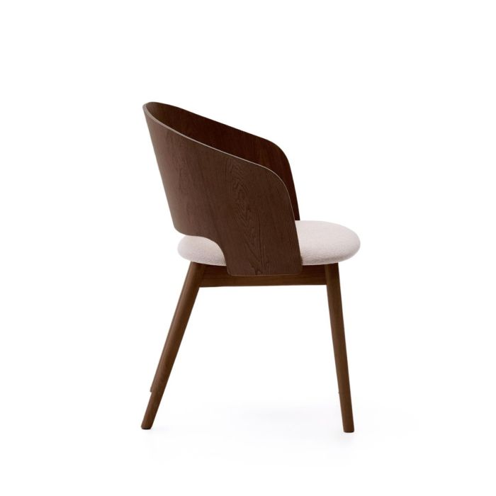 Silla Chenilla Beige Chapa Fresno Madera Wengué, 49 Cm