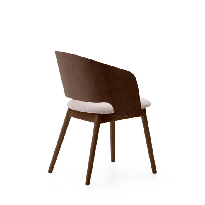 Silla Chenilla Beige Chapa Fresno Madera Wengué, 49 Cm