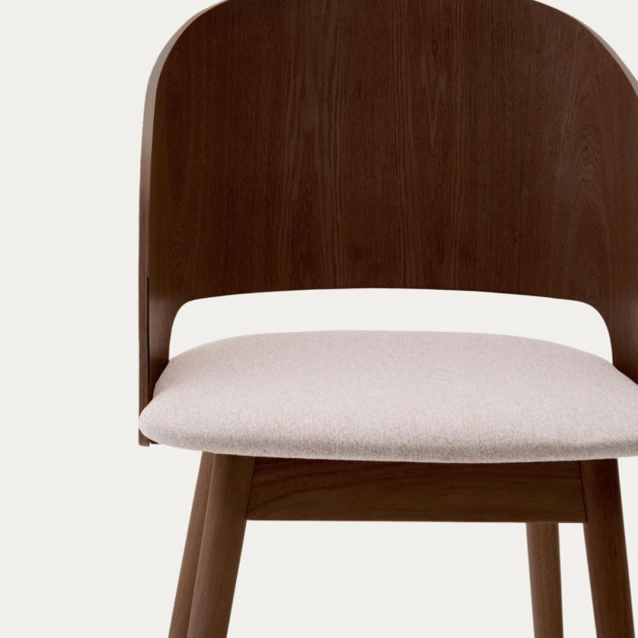 Silla Chenilla Beige Chapa Fresno Madera Wengué, 49 Cm