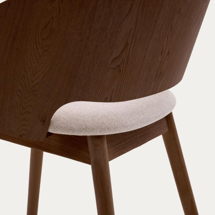 Silla Chenilla Beige Chapa Fresno Madera Wengué, 49 Cm