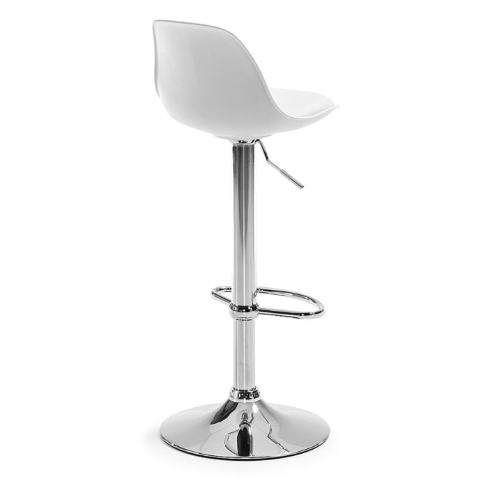 Taburete Símil Piel Blanco Acero Plateado, 38'5 Cm