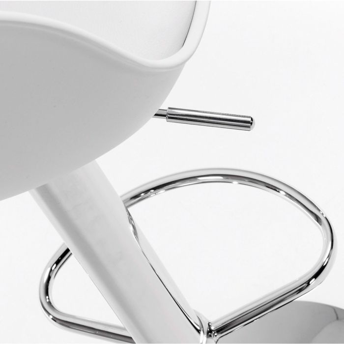 Taburete Símil Piel Blanco Acero Plateado, 38'5 Cm