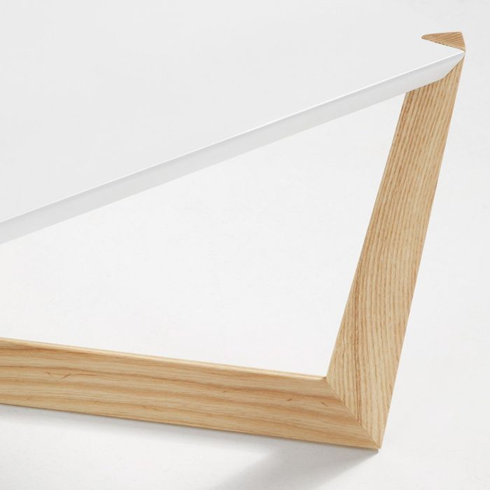 Mesa Centro Madera Maciza Fresno Lacado Blanco, 120 Cm