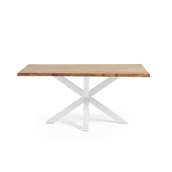 Mesa Comedor Moderna Roble Natural / Patas Metal Blancas, 180 cm