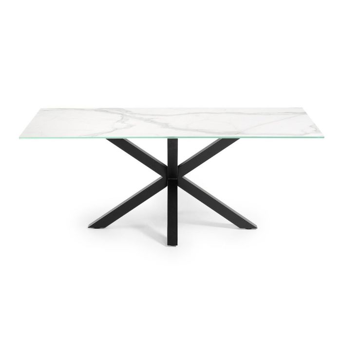Mesa Porcelánico Blanco Acero Negro