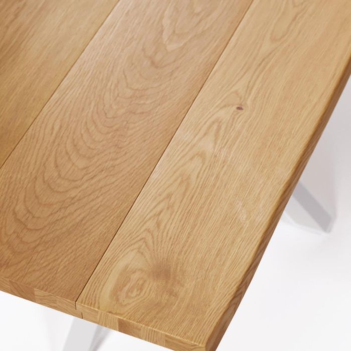Mesa de Comedor Madera Natural Acero Blanco, 160 Cm