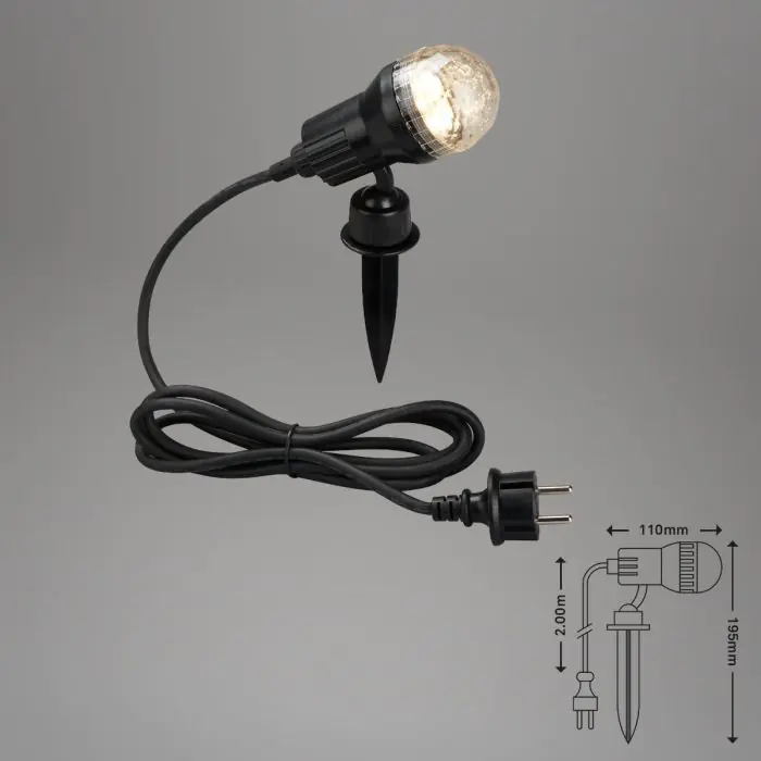 Piqueta De Tierra Cabezal Giratorio PVC Negro, 19,5 Cm