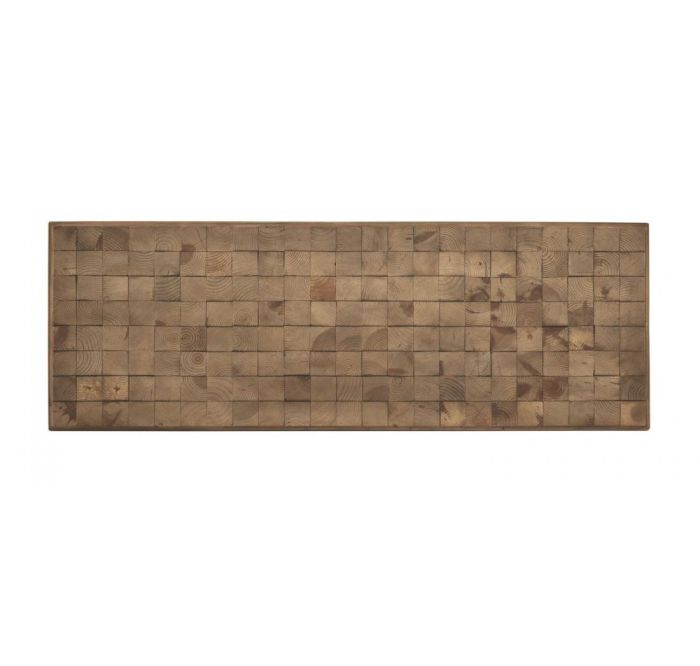 Cabecero Bloques Estilo Vintage Natural Chapa Madera Abeto Mdf, 164'5 Cm