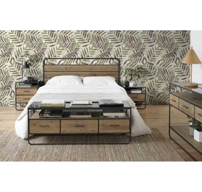 Cabecero Chapa Madera Abeto Hierro, 165 Cm