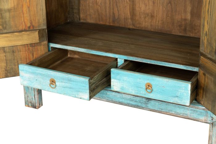 Armario Azul Turquesa Madera Pino Reciclado, 100 Cm