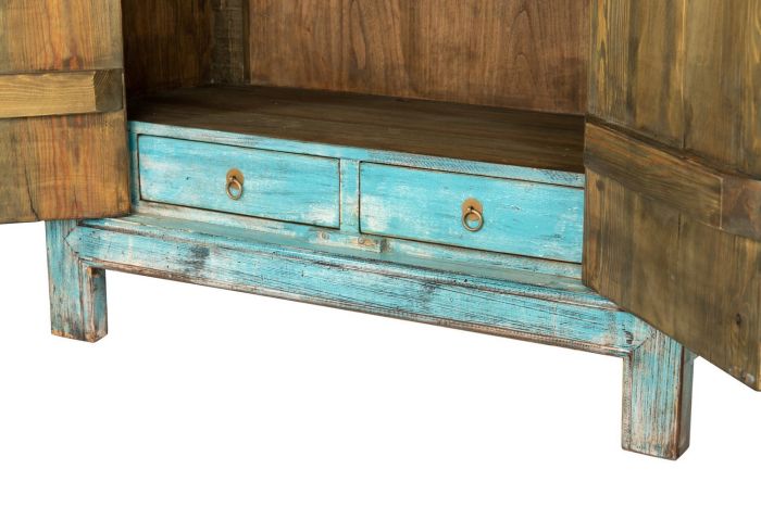 Armario Azul Turquesa Madera Pino Reciclado, 100 Cm