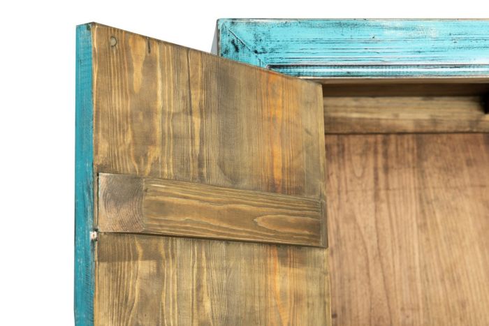 Armario Azul Turquesa Madera Pino Reciclado, 100 Cm
