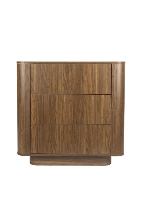 Cajonera en madera marrón y sobre en efecto mármol blanco 90 cm