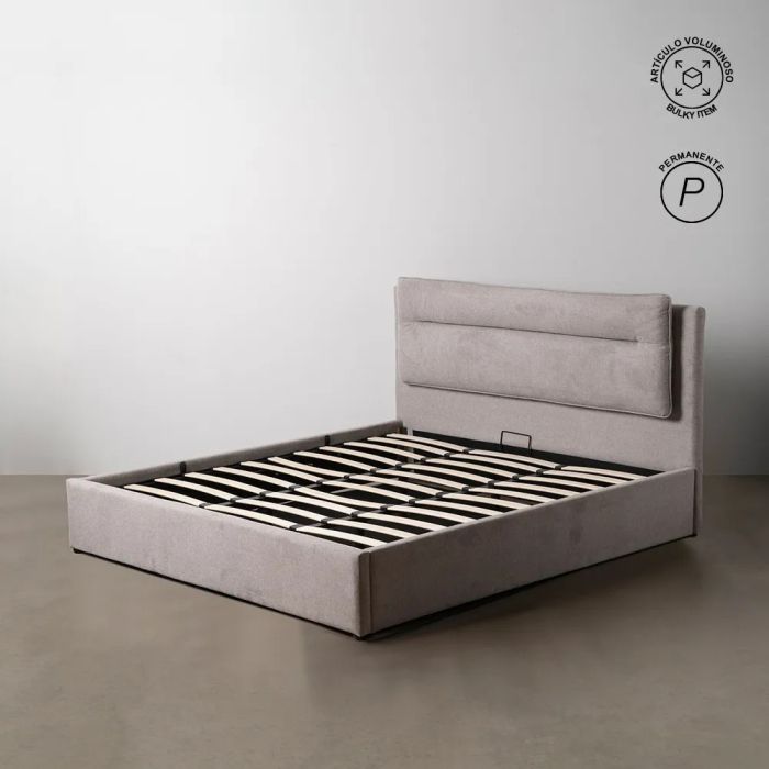 Cama canapé en madera tapizada en tejido y nylon gris 191 cm