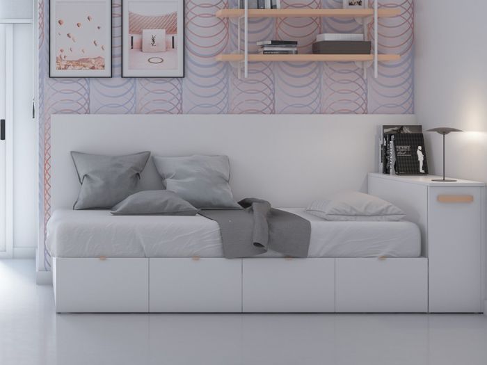 Cama Modular 90 x 190 con Arcón Extraíble Cubo Vita 12