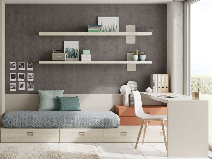 Cama Modular Juvenil con cajones y escritorio Kubox 