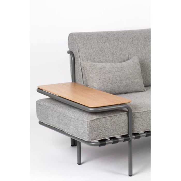 Sofá Diván 3 Plazas Tejido Gris Metal, 185 Cm